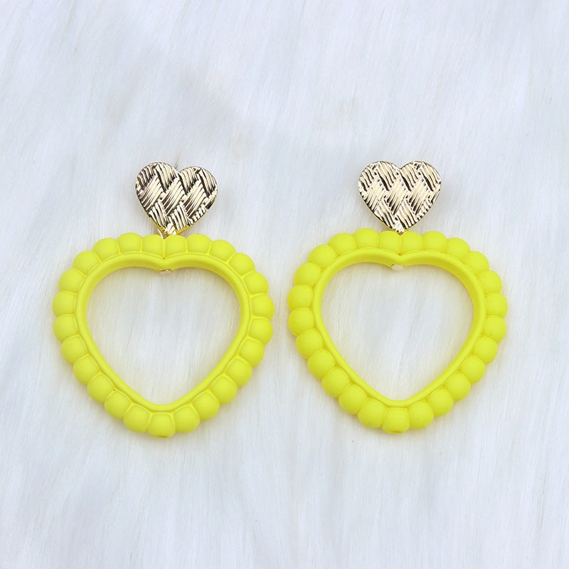 Wholesale Valentine's Day Heart Hollow Acrylic Earrings
