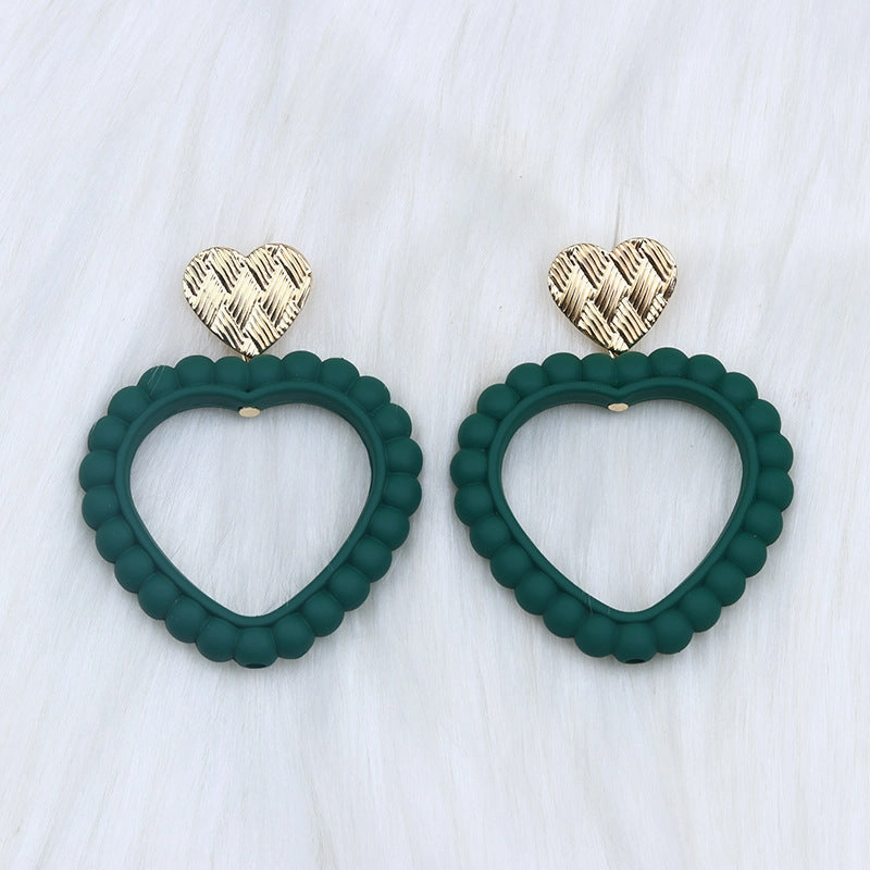 Wholesale Valentine's Day Heart Hollow Acrylic Earrings