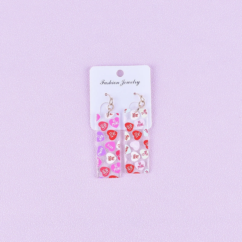 Wholesale Valentine's Day Heart Letter Love Heart Shape Red Pink Earrings