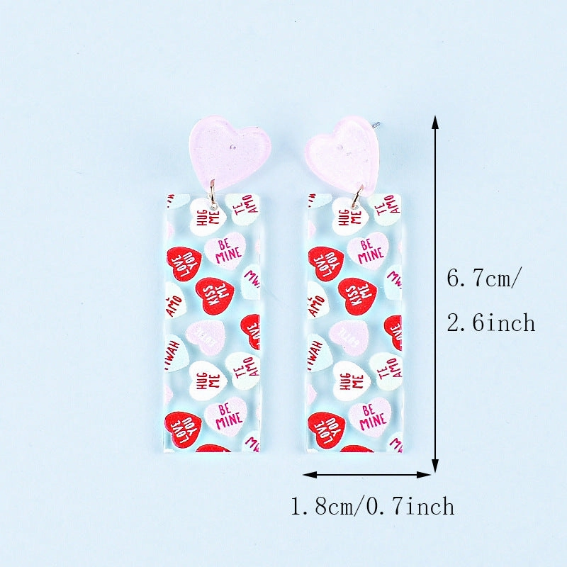 Wholesale Valentine's Day Heart Letter Love Heart Shape Red Pink Earrings