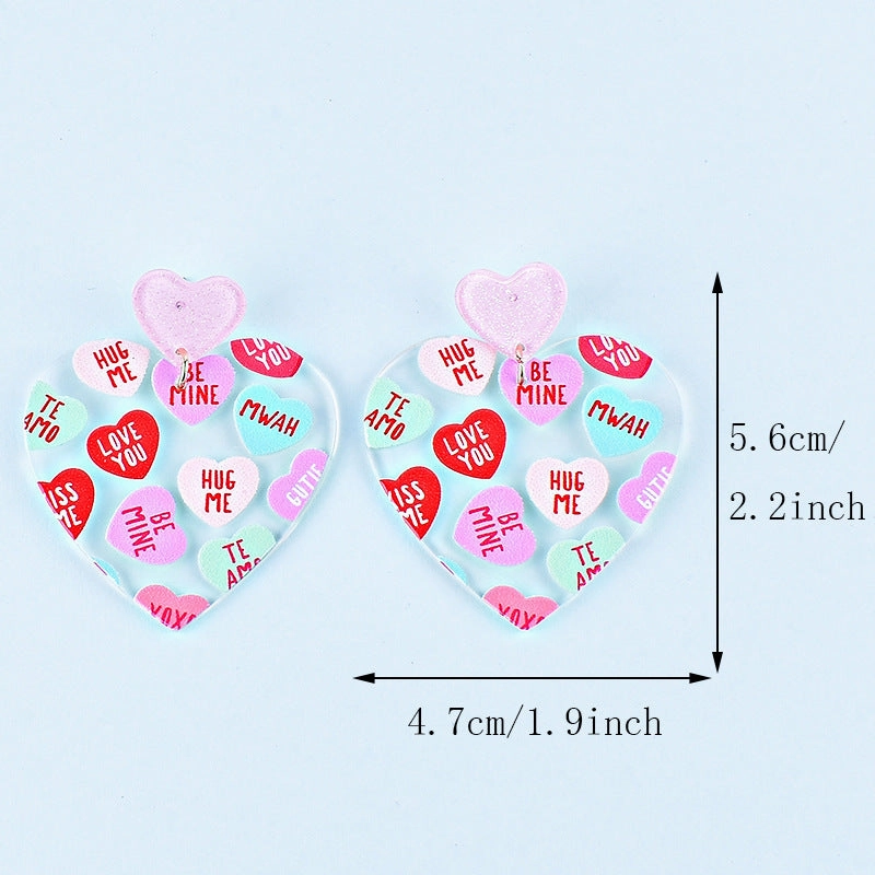 Wholesale Valentine's Day Heart Letter Love Heart Shape Red Pink Earrings