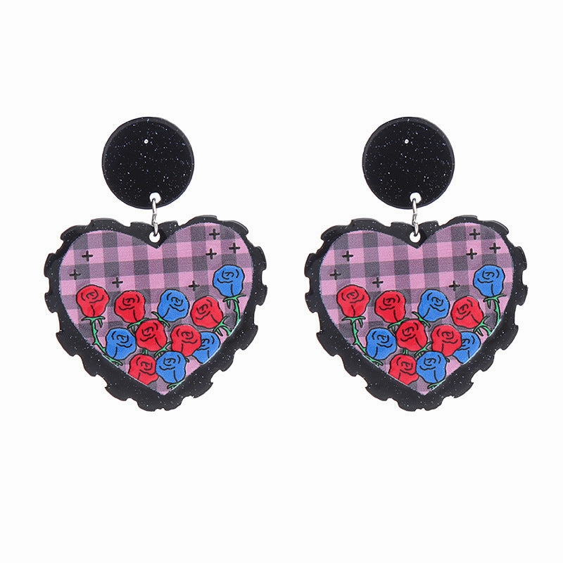 Wholesale Valentine's Day Heart Rose Acrylic Earrings