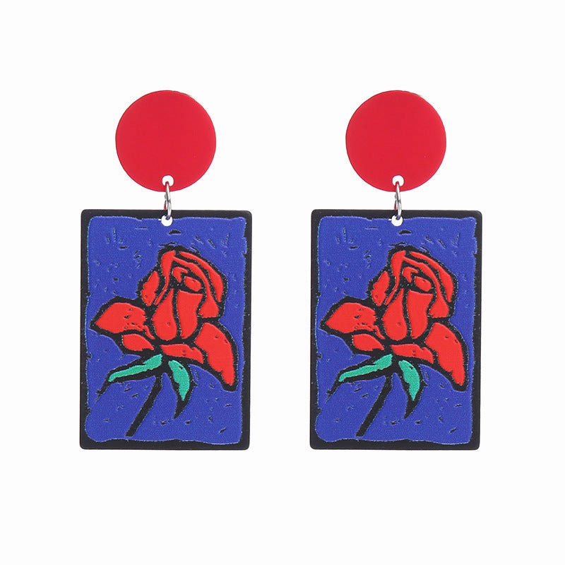 Wholesale Valentine's Day Heart Rose Acrylic Earrings