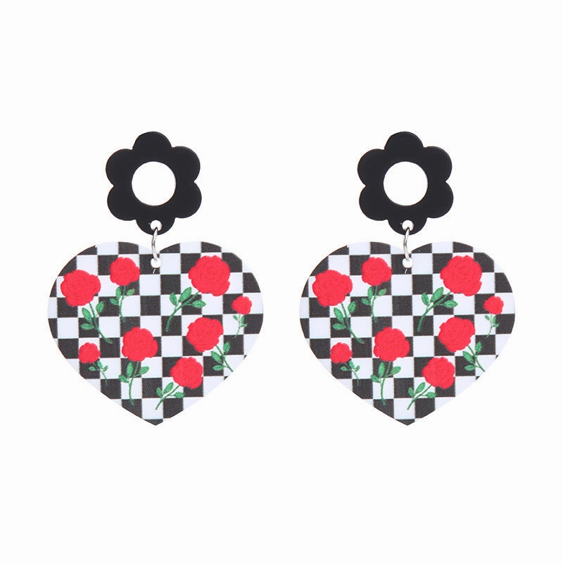 Wholesale Valentine's Day Heart Rose Acrylic Earrings