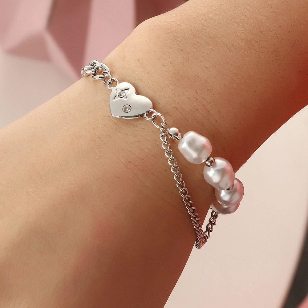Wholesale Valentine's Day Heart Titanium Steel Necklace Bracelet
