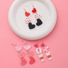 Wholesale Valentine's Day love acrylic sequin peach heart sweet earrings