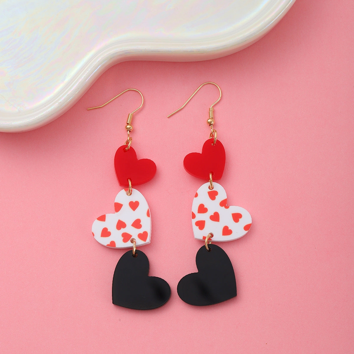Wholesale Valentine's Day love acrylic sequin peach heart sweet earrings
