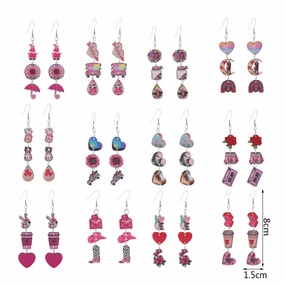 Wholesale Valentine's Day Love Boots Cat Cowboy Hat Wooden Earrings