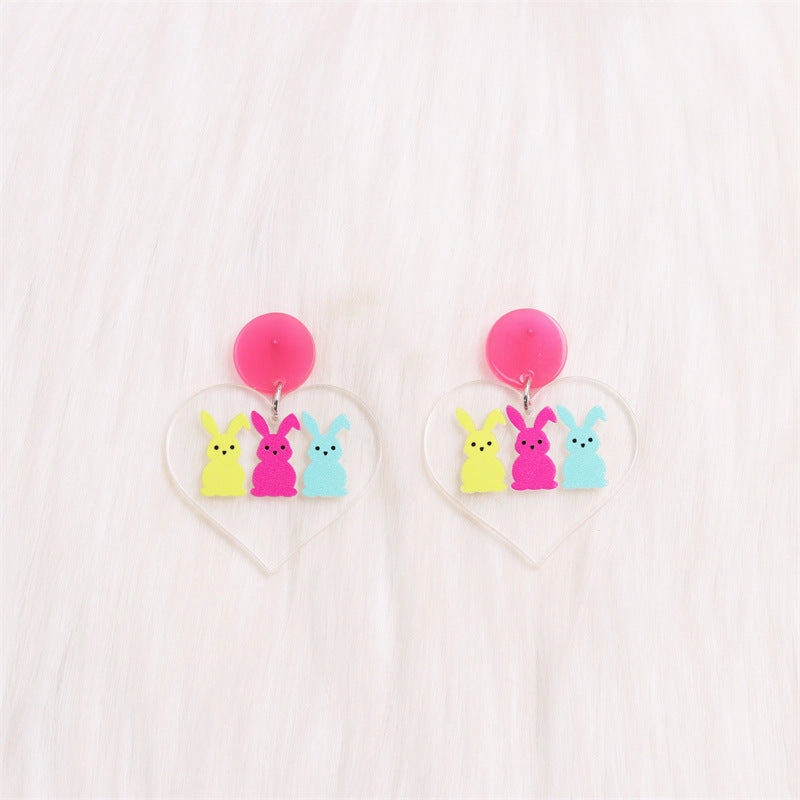 Wholesale Valentine's Day Love Colorful Rabbit Acrylic Earrings