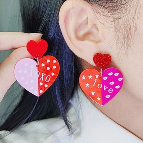 Wholesale Valentine's Day LOVE Contrasting Color Acrylic Earrings