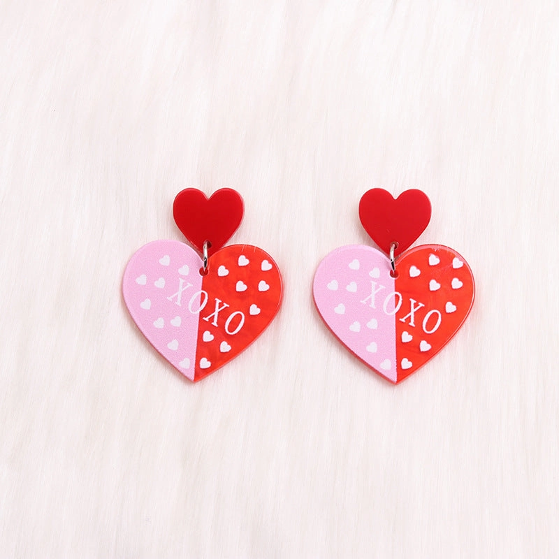 Wholesale Valentine's Day LOVE Contrasting Color Acrylic Earrings
