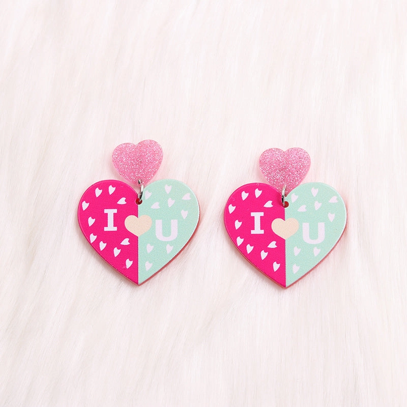 Wholesale Valentine's Day LOVE Contrasting Color Acrylic Earrings