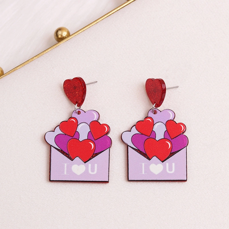 Wholesale Valentine's Day Love Envelope Car Dwarf Acrylic Earrings