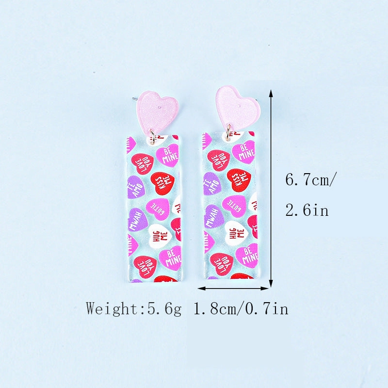 Wholesale Valentine's Day Love Letter Love Heart-shaped Red and Pink Earrings