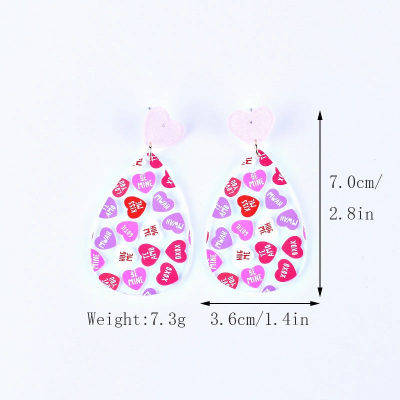 Wholesale Valentine's Day Love Letter Love Heart-shaped Red and Pink Earrings