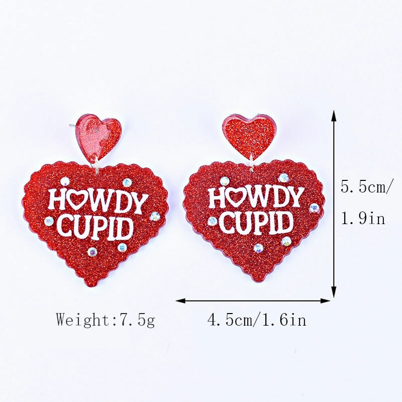 Wholesale Valentine's Day Love Letter Love Heart-shaped Red and Pink Earrings