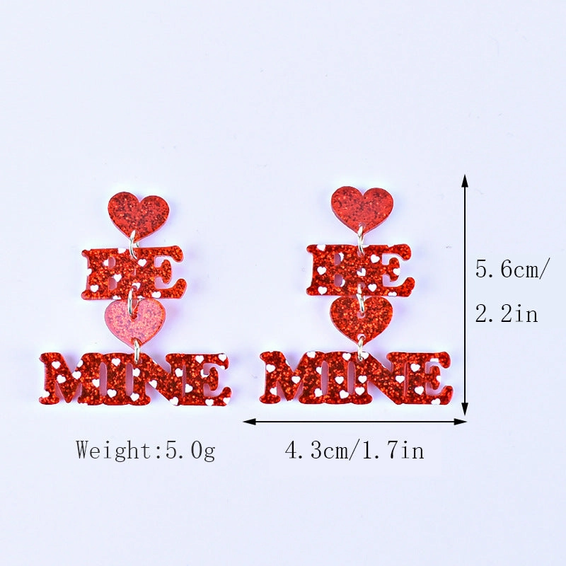 Wholesale Valentine's Day Love Letter Love Heart-shaped Red and Pink Earrings