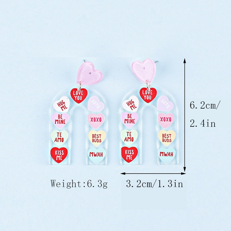 Wholesale Valentine's Day Love Letter Love Heart-shaped Red and Pink Earrings