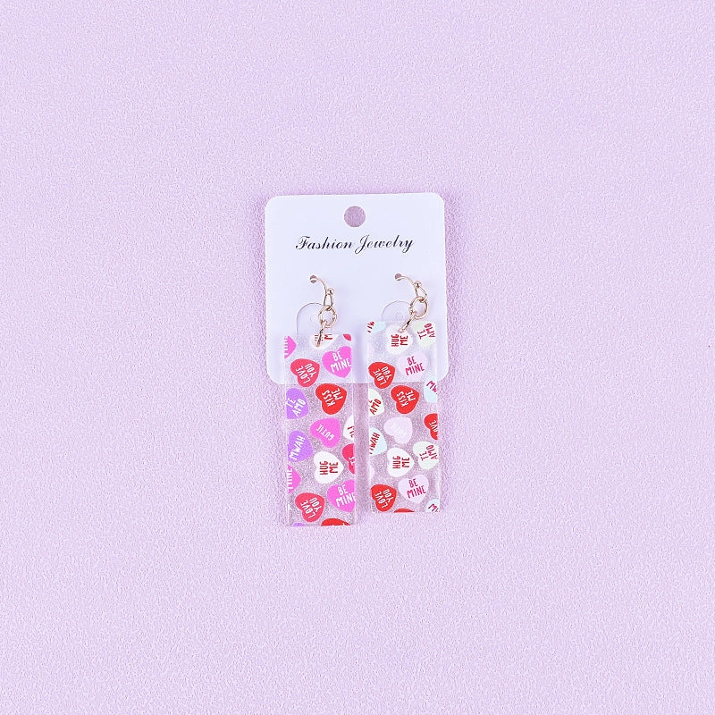 Wholesale Valentine's Day Love Letter Love Heart-shaped Red and Pink Earrings