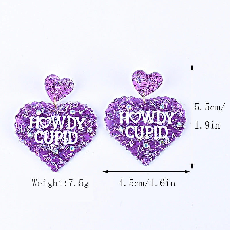 Wholesale Valentine's Day Love Letter Love Heart-shaped Red and Pink Earrings