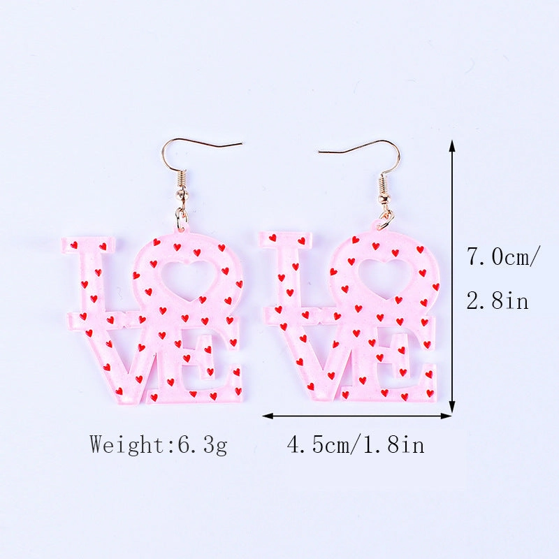 Wholesale Valentine's Day Love Letter Love Heart-shaped Red and Pink Earrings