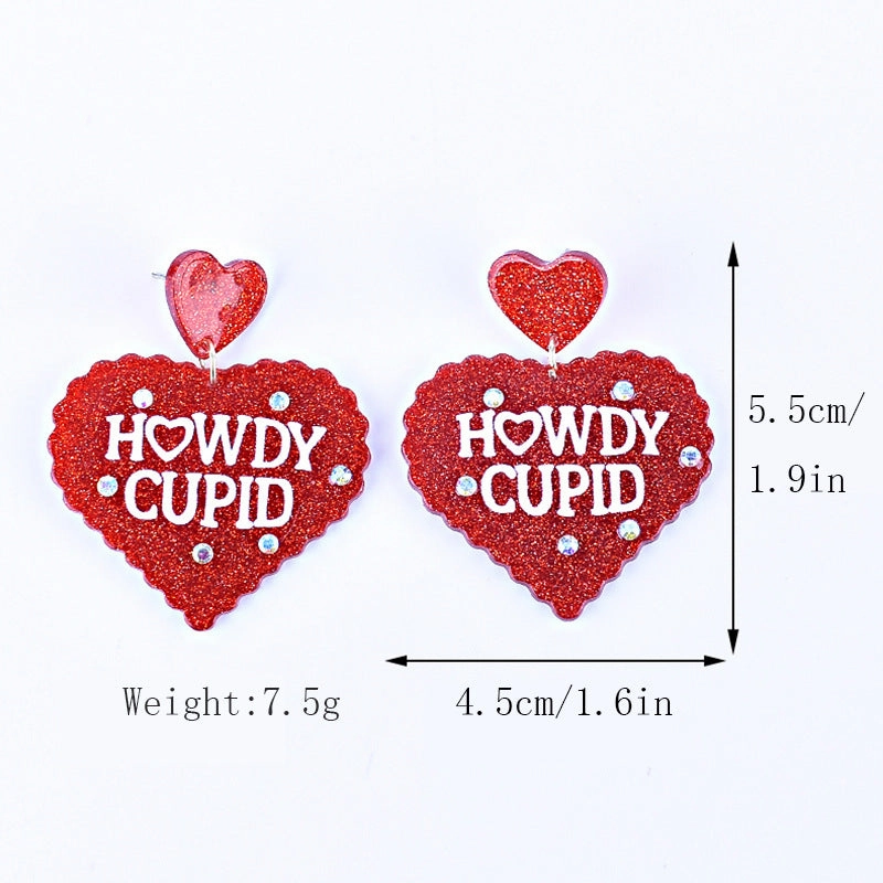 Wholesale Valentine's Day Love Letter Love Heart-shaped Red and Pink Earrings