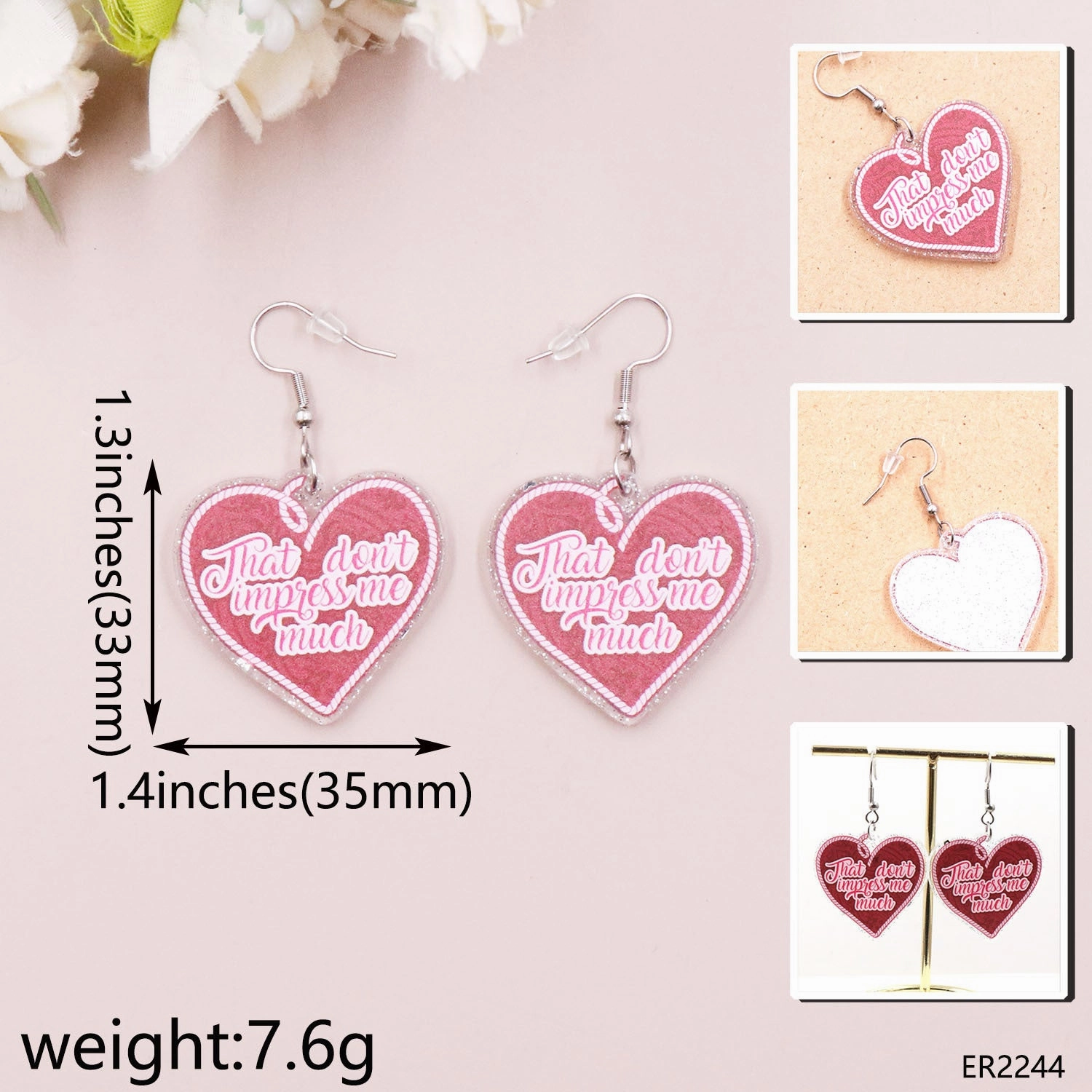 Wholesale Valentine's Day Love Letters Acrylic Earrings