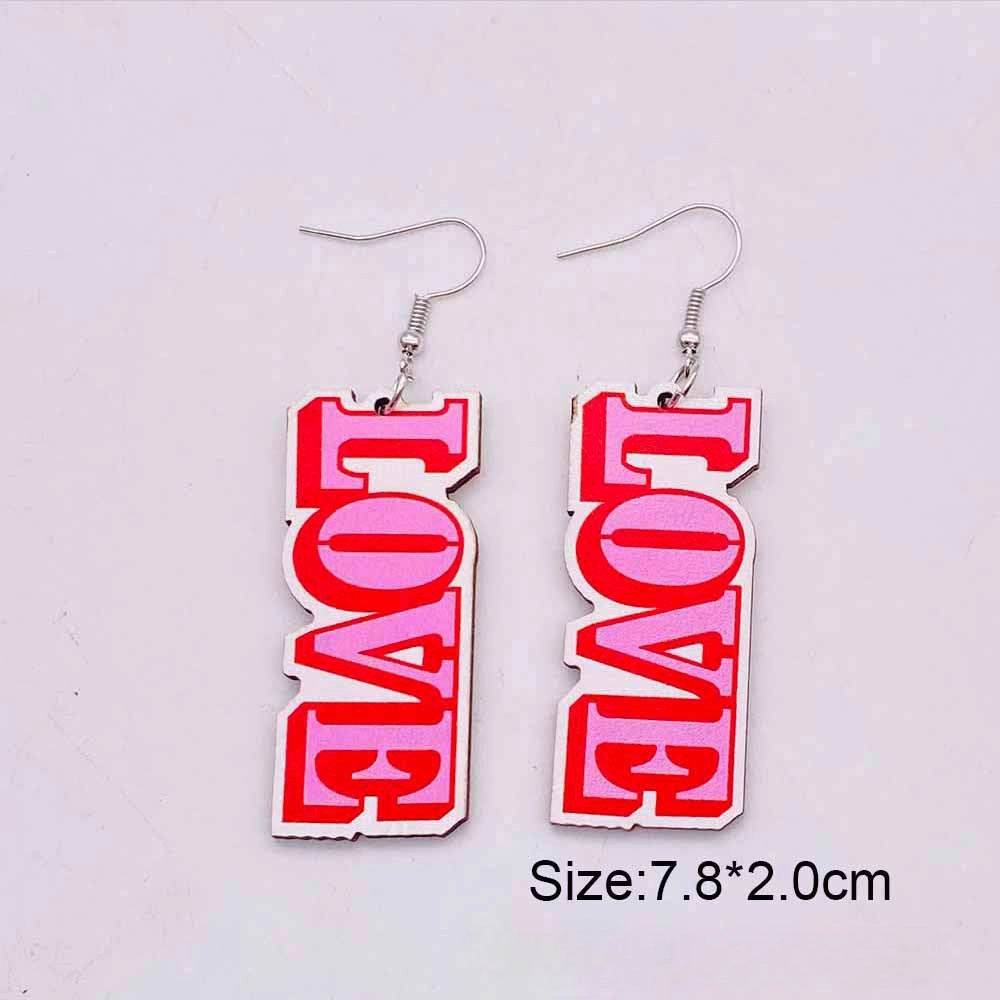 Wholesale Valentine's Day LOVE Love Wooden Earrings