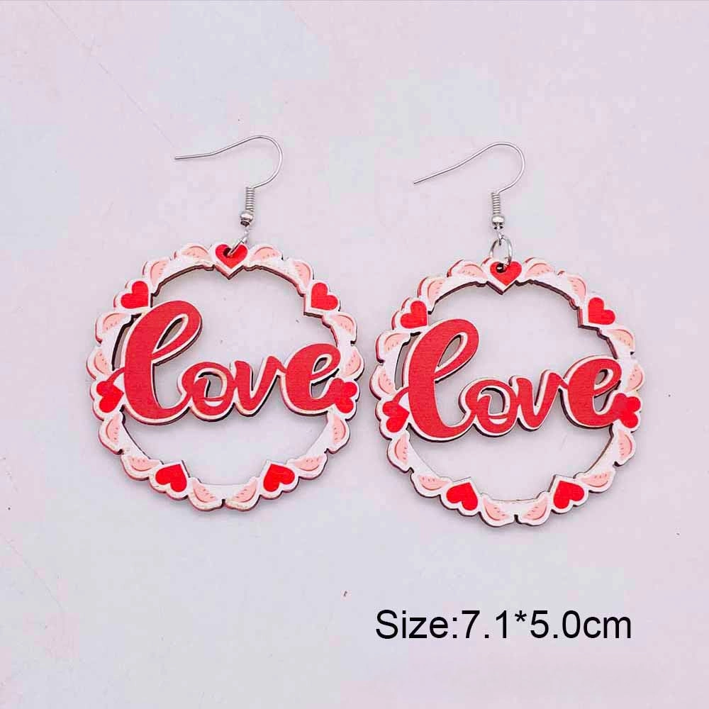 Wholesale Valentine's Day LOVE Love Wooden Earrings