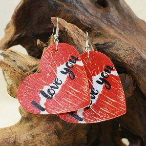 Wholesale Valentine's Day Love Shaped Leather Lips Kiss Earrings