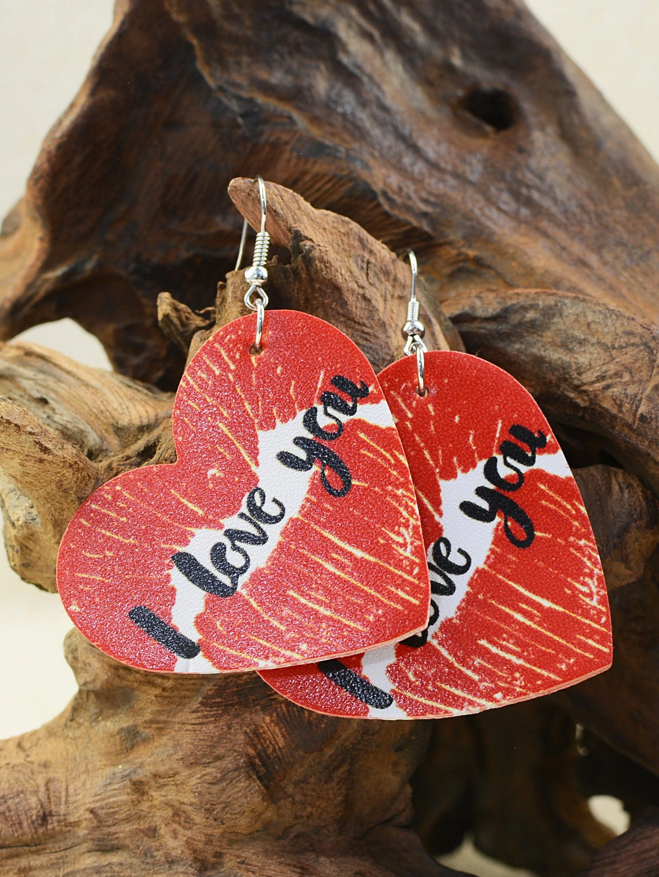 Wholesale Valentine's Day Love Shaped Leather Lips Kiss Earrings