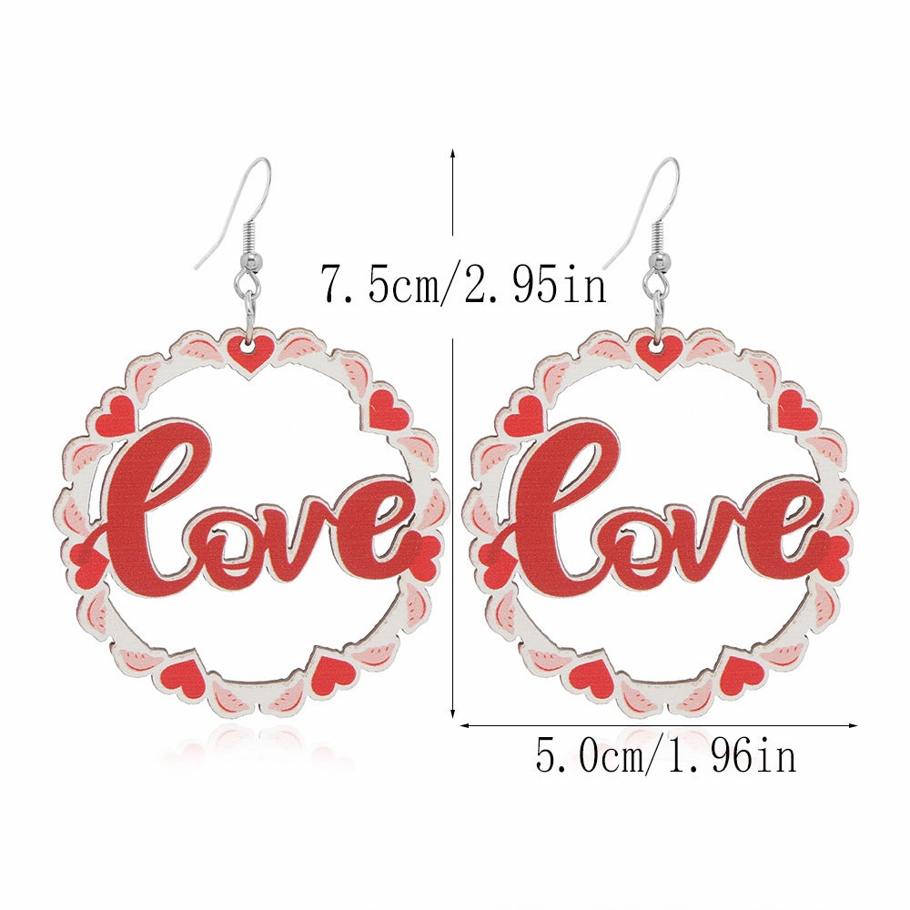 Wholesale Valentine's Day Love Truck Balloon Red Lip Wooden Earrings