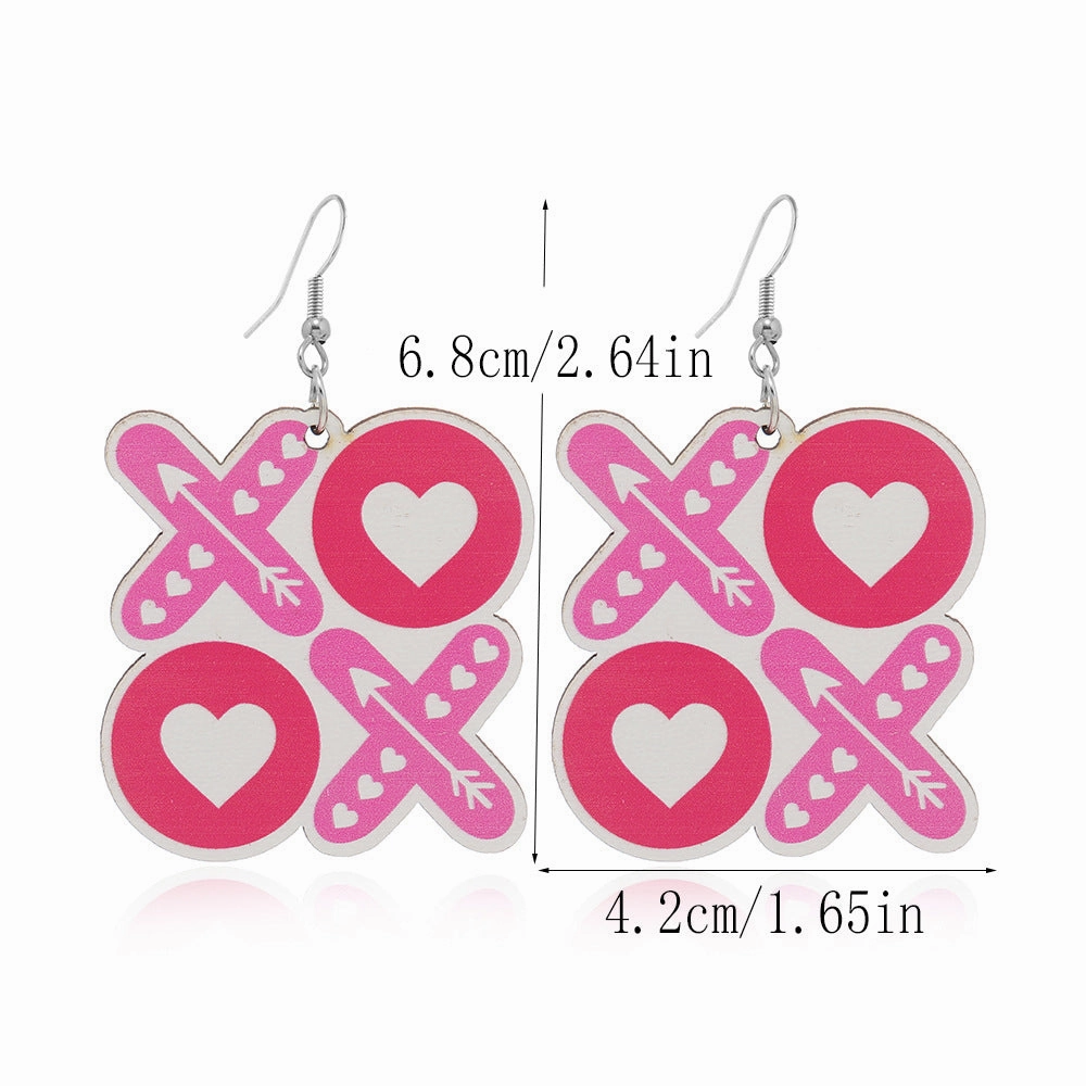 Wholesale Valentine's Day Love Truck Love Letter Printed Wooden Earrings