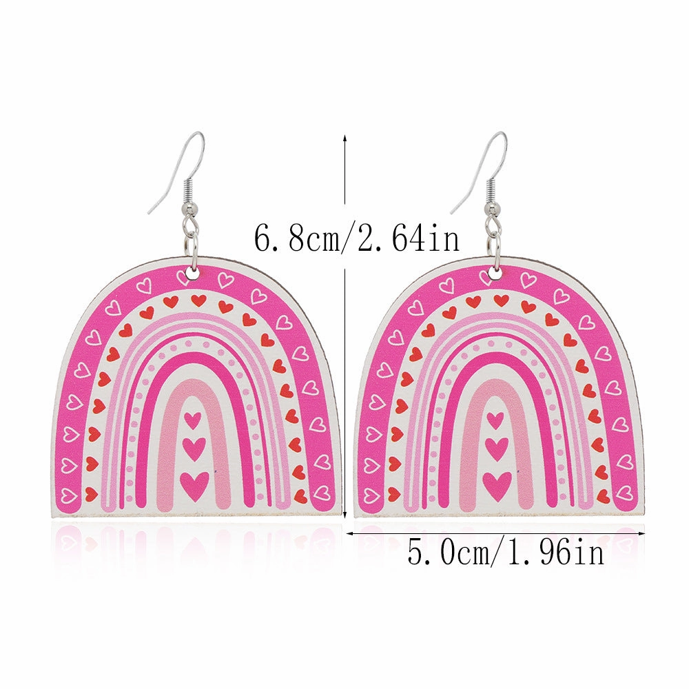 Wholesale Valentine's Day Love Truck Love Letter Printed Wooden Earrings