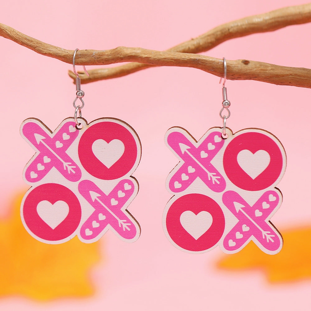 Wholesale Valentine's Day Love Truck Love Letter Printed Wooden Earrings