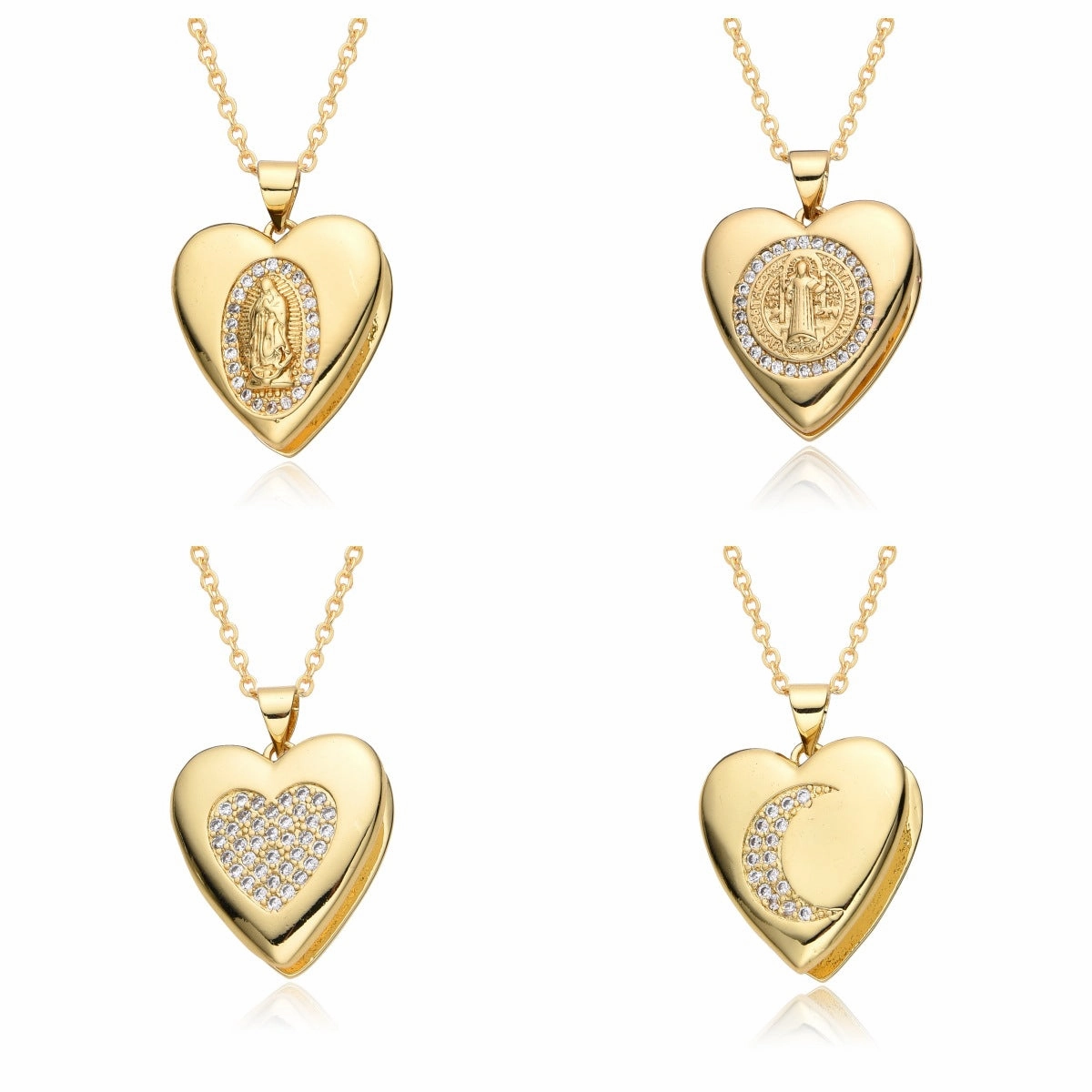 Wholesale Valentine's Day Love Virgin Mary Copper Plated Real Gold Necklace