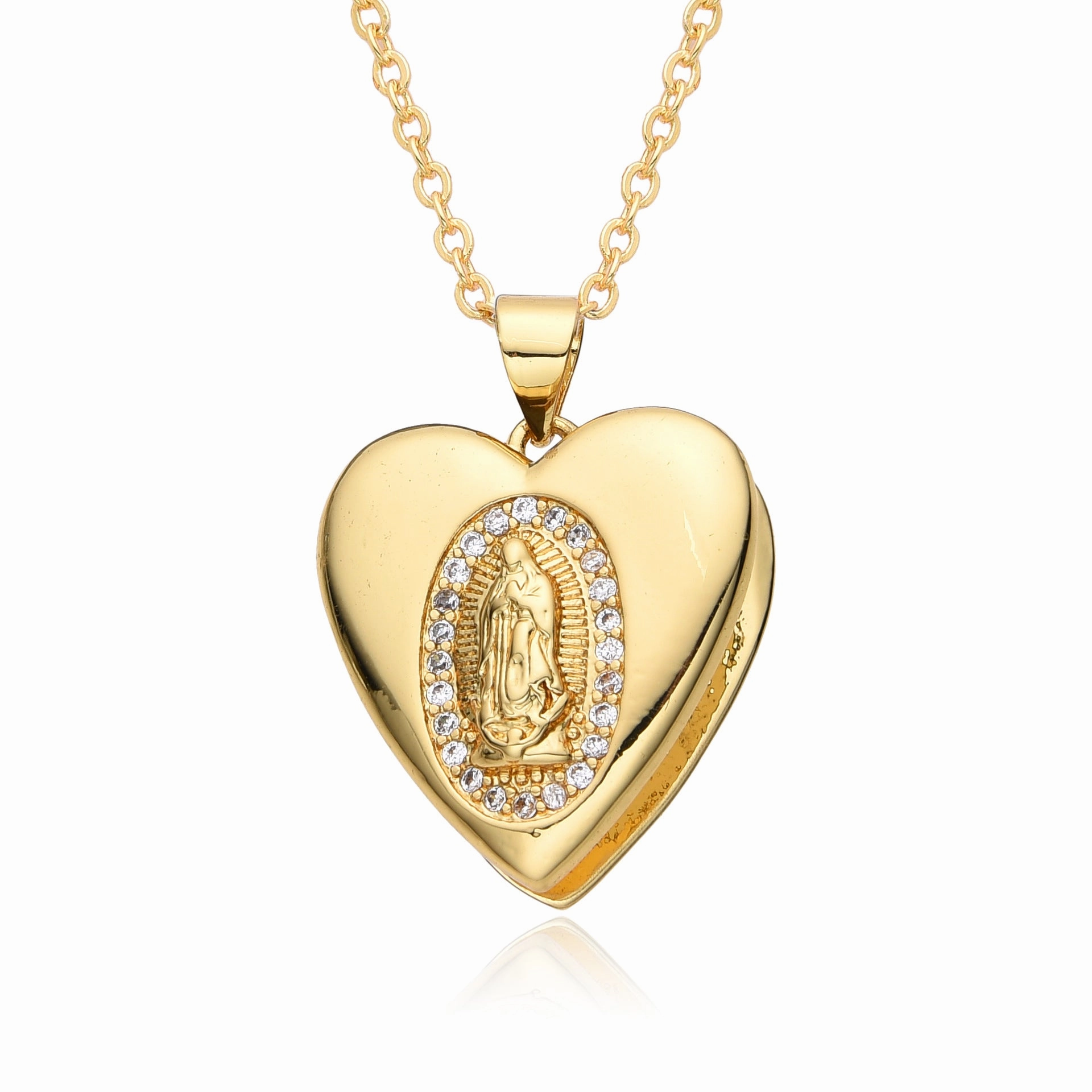 Wholesale Valentine's Day Love Virgin Mary Copper Plated Real Gold Necklace