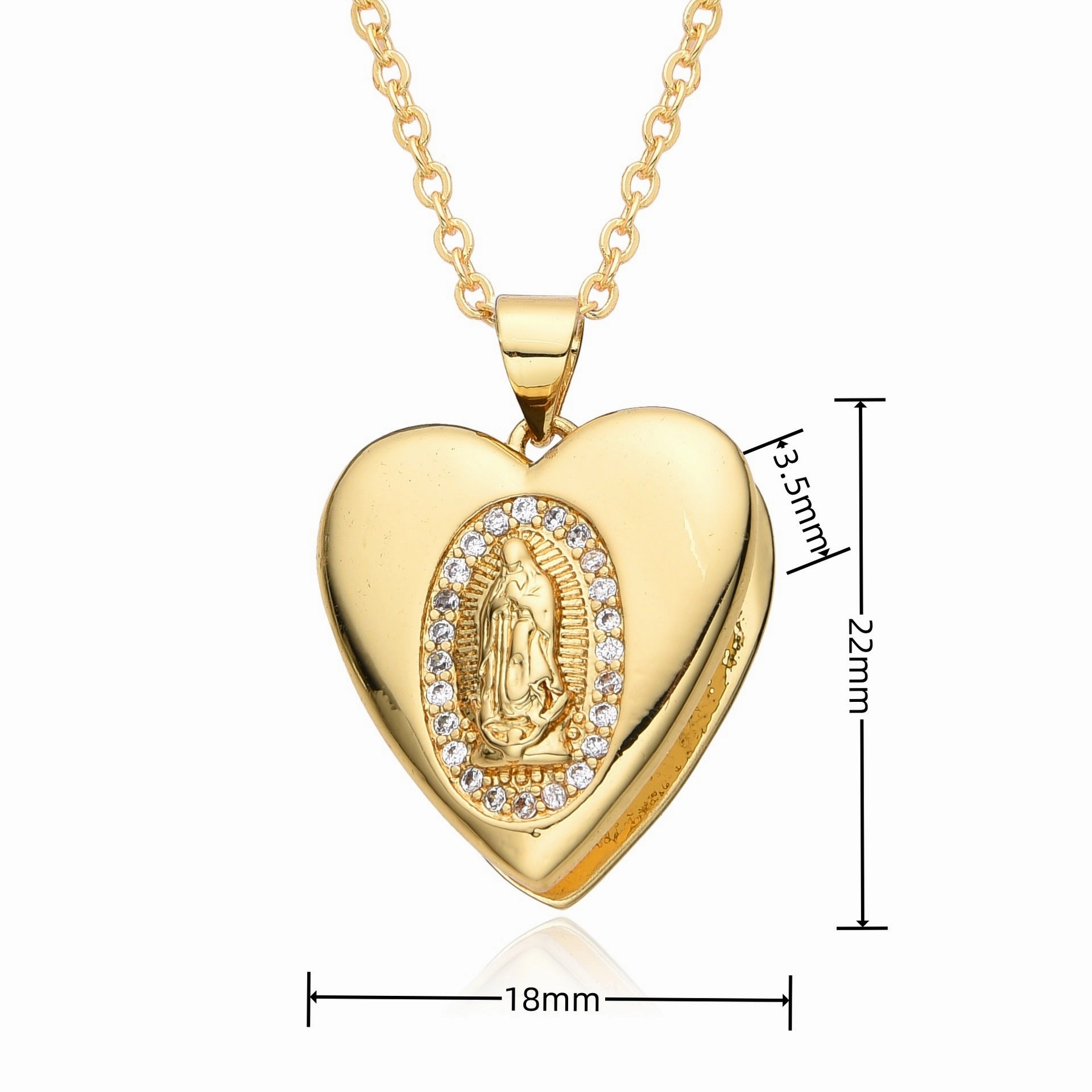 Wholesale Valentine's Day Love Virgin Mary Copper Plated Real Gold Necklace