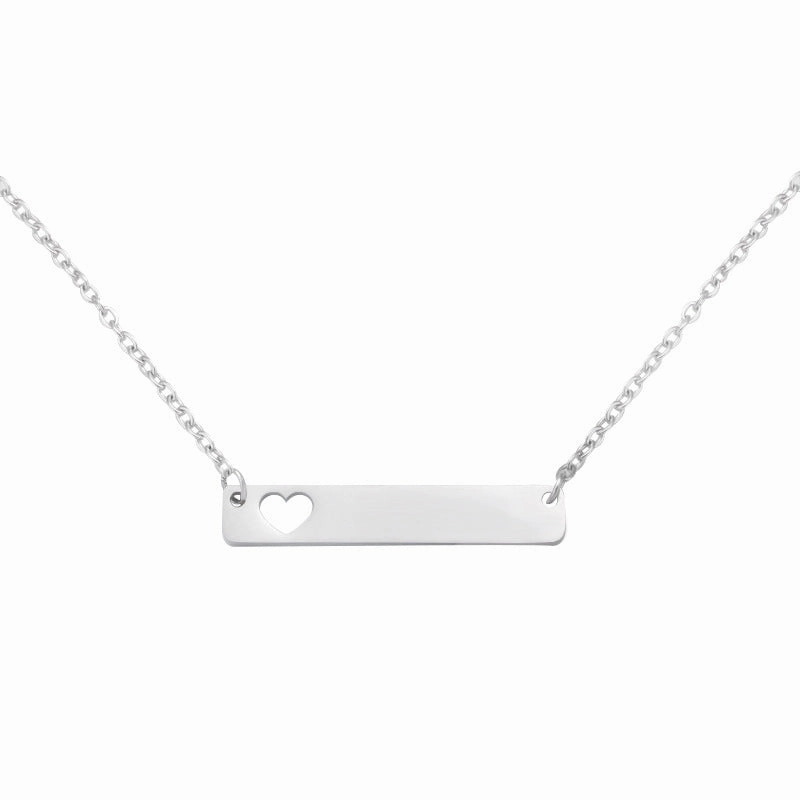 Wholesale Valentine's Day Stainless Steel Rectangular Hollow Heart Necklaces