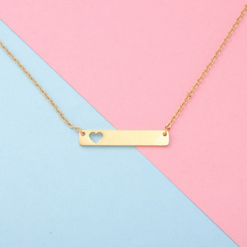 Wholesale Valentine's Day Stainless Steel Rectangular Hollow Heart Necklaces