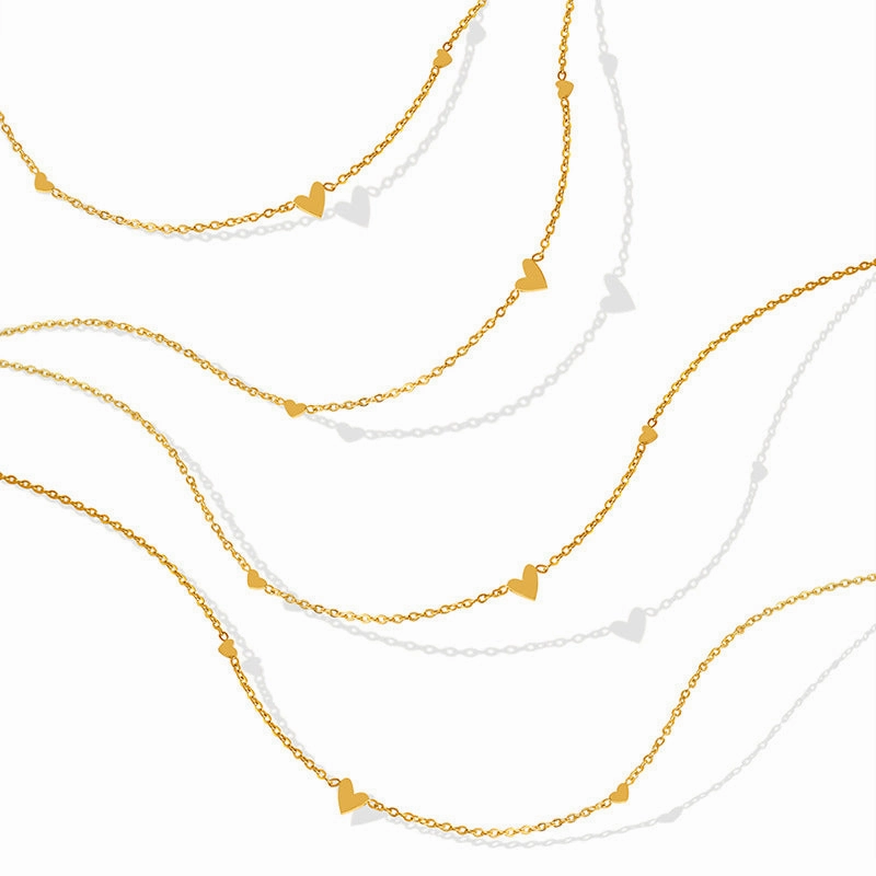 Wholesale Valentine's Day Titanium Steel 18k Gold Little Love Necklace