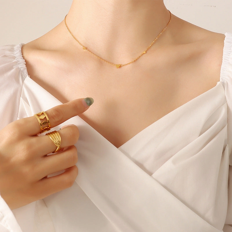 Wholesale Valentine's Day Titanium Steel 18k Gold Little Love Necklace