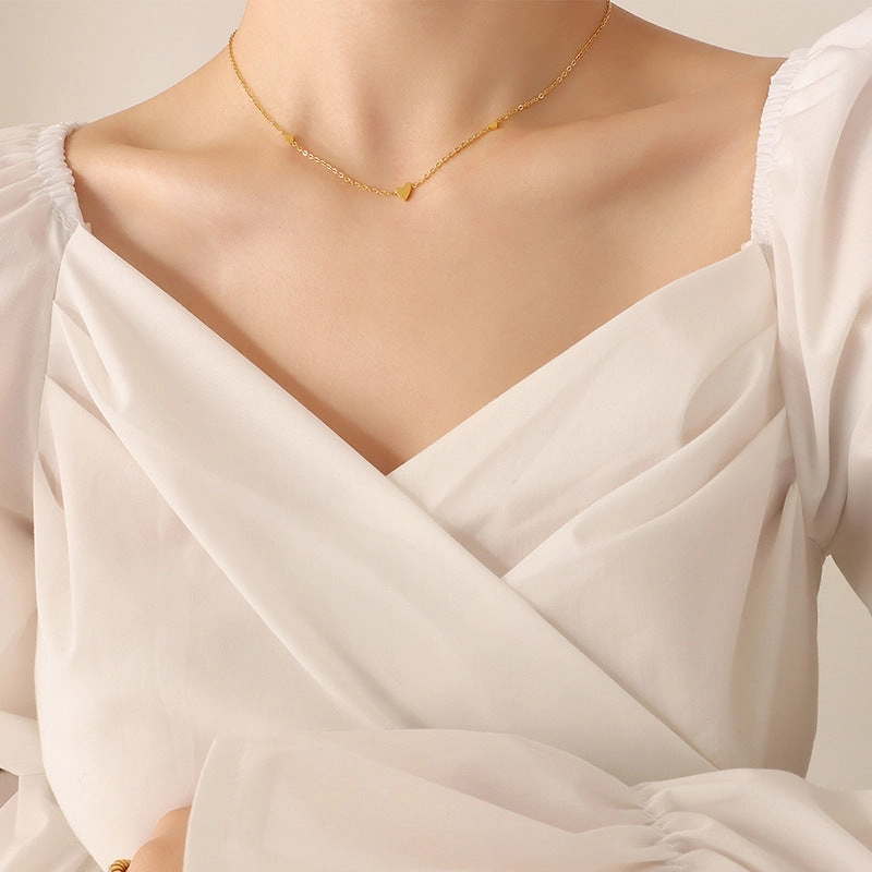 Wholesale Valentine's Day Titanium Steel 18k Gold Little Love Necklace