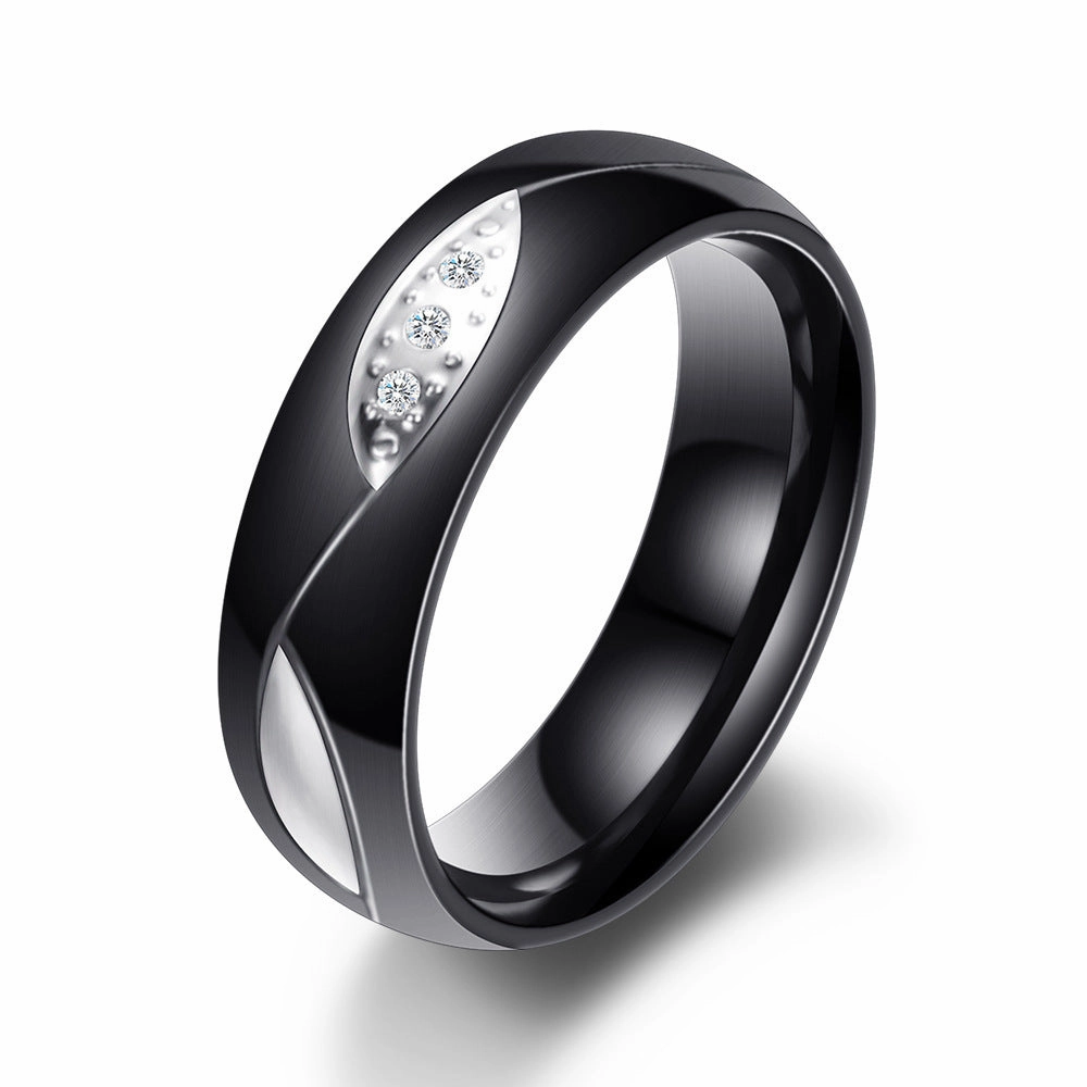 Wholesale Valentine's Day Titanium Steel Micro Inlaid Leaf Rings