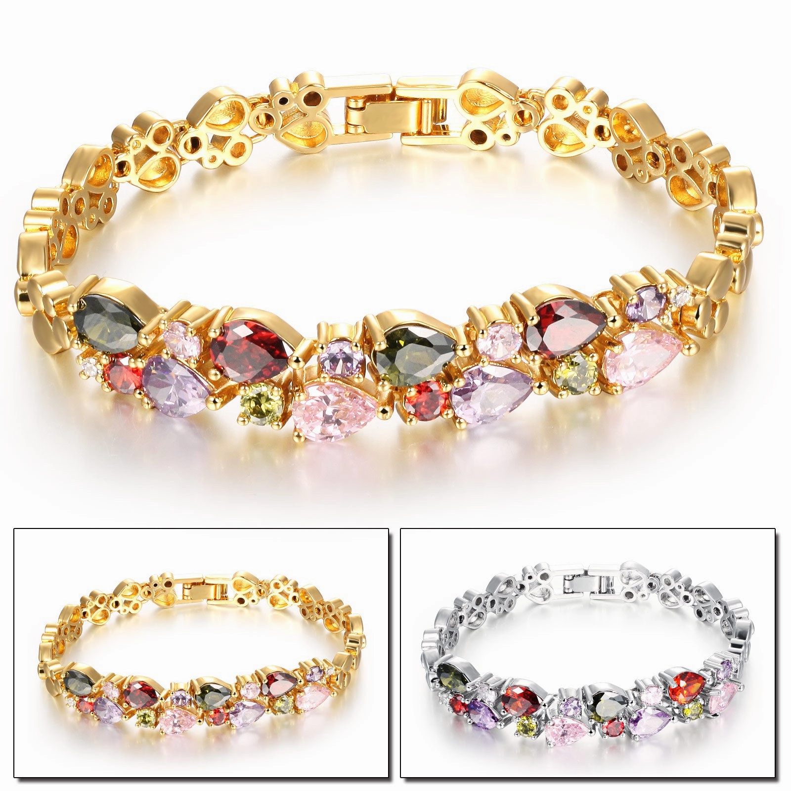Wholesale Valentine's Day Vintage Crystal Gold Plated Bracelet