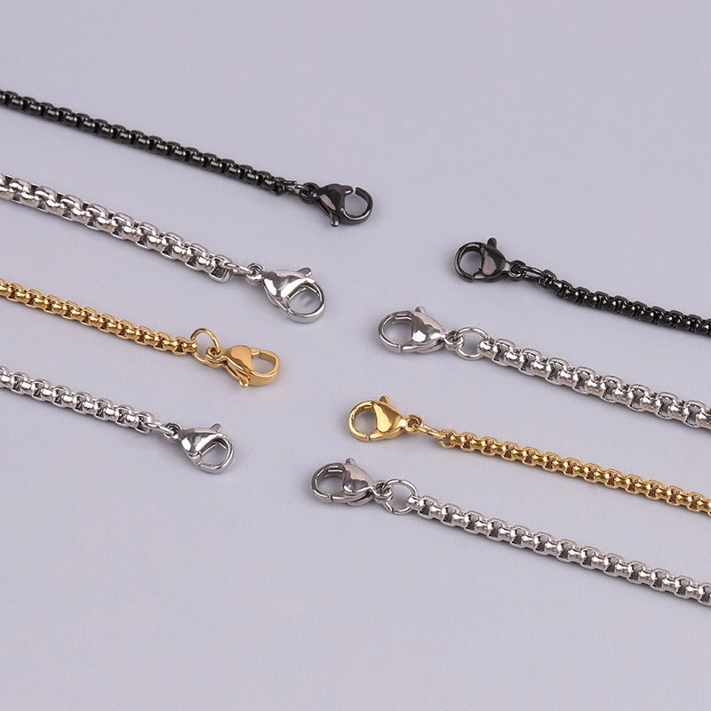 Wholesale Versatile DIY Stainless Steel 18k Gold Plated Chain Bar Titanium Steel Square Pearl Necklaces
