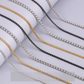 Wholesale Versatile DIY Stainless Steel 18k Gold Plated Chain Bar Titanium Steel Square Pearl Necklaces