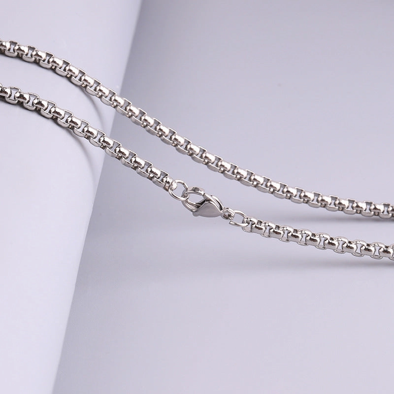 Wholesale Versatile DIY Stainless Steel 18k Gold Plated Chain Bar Titanium Steel Square Pearl Necklaces