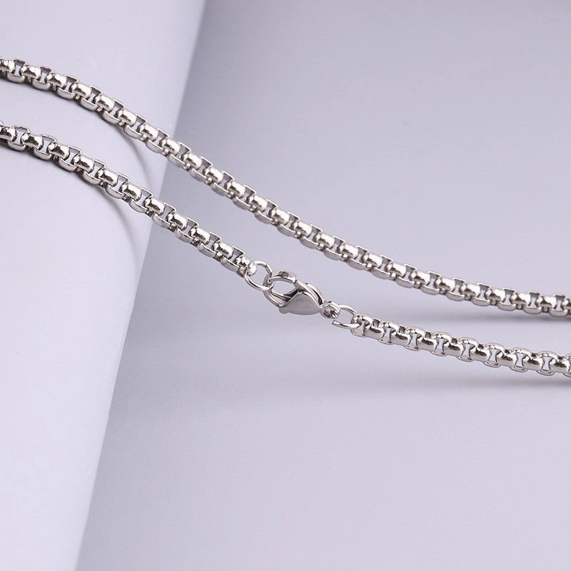 Wholesale Versatile DIY Stainless Steel 18k Gold Plated Chain Bar Titanium Steel Square Pearl Necklaces