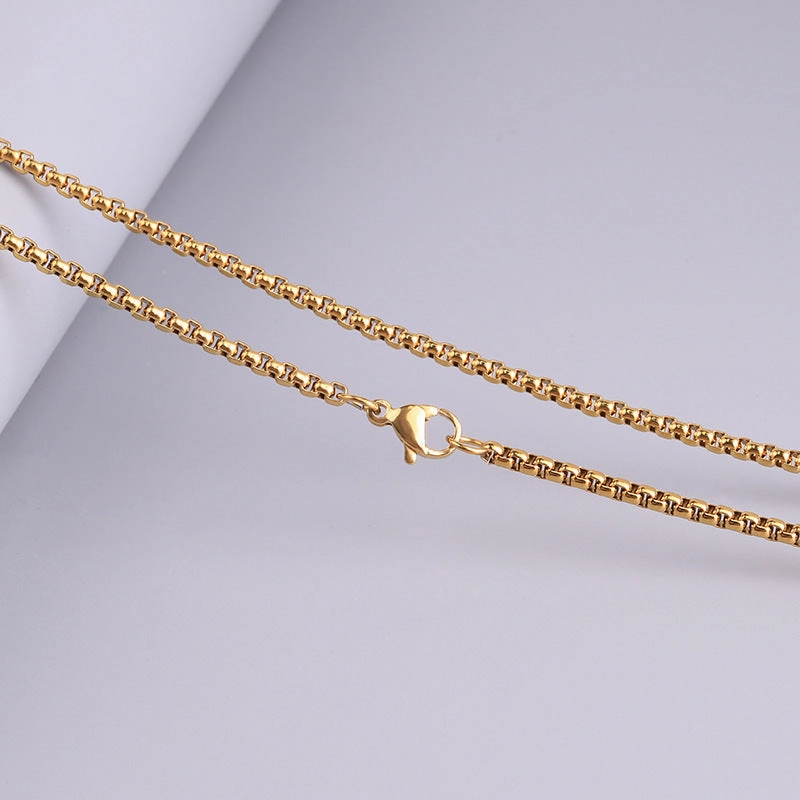 Wholesale Versatile DIY Stainless Steel 18k Gold Plated Chain Bar Titanium Steel Square Pearl Necklaces